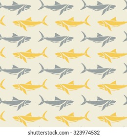 vector sharks seamless pattern. It can be used for wallpaper, fabric design, textile design, cover, wrapping paper, card, background, pattern fills, web page backgrounds, surface textures.
