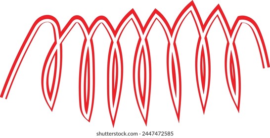 vector sharp curved lines in red and white