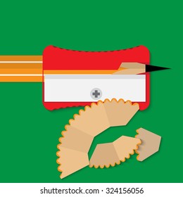 Vector sharpener pencil flat illustration. Education concept object - Eps 10.
