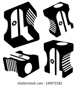 Vector sharpener silhouettes on white background