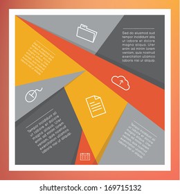 Vector shattered mosaic - template. Abstract colorfully mosaic with place for your content. Modern design presentation. Fresh vector illustration.