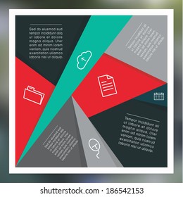 Vector shattered mosaic - template. Abstract colorfully mosaic with place for your content. Modern design presentation. Fresh vector illustration.