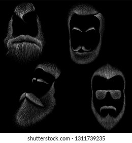 The Vector shaving effect beard and hair set for T-shirt design or texture outwear.