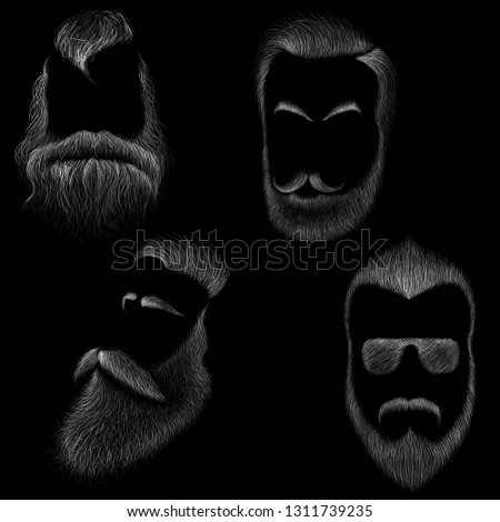 The Vector shaving effect beard and hair set for T-shirt design or texture outwear.