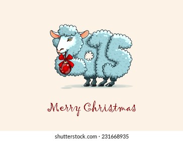 Vector sheep with 2015 title. Merry Christmas card