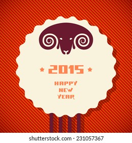 Vector sheep background.  Symbol of 2015 chinese new year. Flat sign for template. Original decorative illustration for print, web