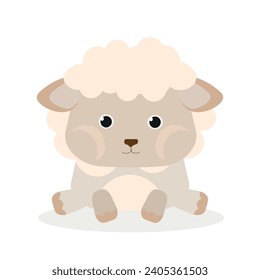 Vector sheep. Cute animal character. Minimal cartoon design. Sutable for apps and animation. 