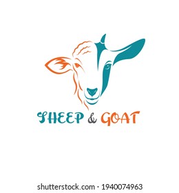 Vector sheep face   goat face white background  Animals farm  Easy editable layered vector illustration 