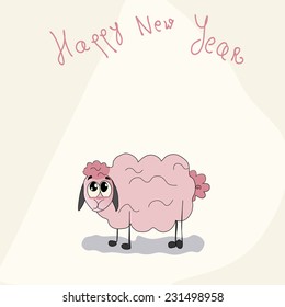 Vector sheep happy new year congratulations card