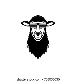 Vector sheep head, face  for retro logos, emblems, badges, labels template and t-shirt vintage design element. Isolated on white background