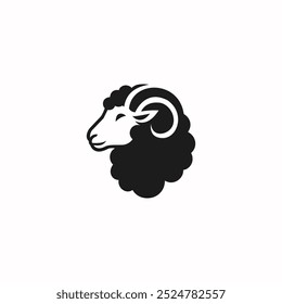Vector sheep head, farm animal graphic, livestock illustration, minimalist design, sheep icon