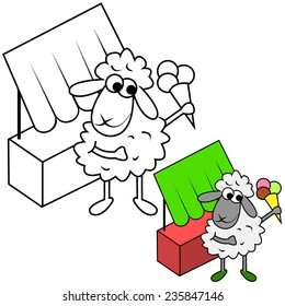 Vector sheep with ice cream