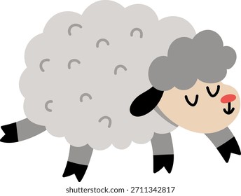Icono de oveja de Vector. Animal de granja sonriente lindo aislado en el fondo blanco. Adorable ilustración de la oveja para los niños. Divertido personaje de primavera o pueblo de Pascua
