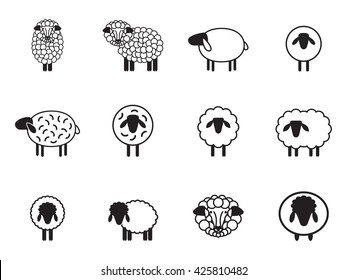 Vector sheep icon set.