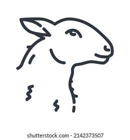 Vector sheep line icon isolated on transparent background. 