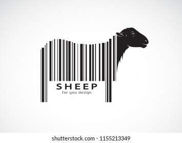 Vector of sheep on the body is a barcode. Wild Animals. Sheep design. Easy editable layered vector illustration.