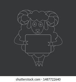 vector sheep outline ram design isolated on black