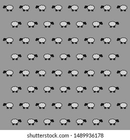 Vector sheep pattern on grey background