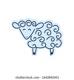 Vector sheep or ram icon, logo, template. Silhouette modern emblem for market, internet, design, decoration. Trendy simple lamb or ewe symbol. Graph symbol.