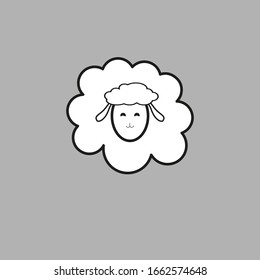 Vector sheep or ram icon, logo, template, pictogram. Modern emblem for market, internet, design, decoration. Trendy simple lamb or ewe symbol.