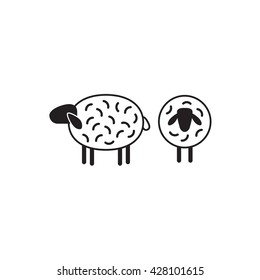 Vector sheep or ram icon, logo, template, pictogram. Modern emblem for market, internet, design, decoration. Trendy simple lamb or ewe symbol.