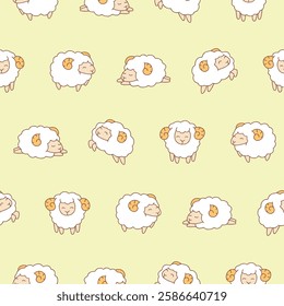 Vector Sheep Seamless Pattern Background for Print Fabric Surface Fashion Wrapping