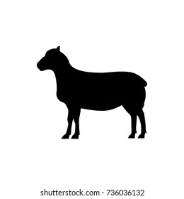 Vector sheep silhouette view side for retro logos, emblems, badges, labels template vintage design element. Isolated on white background