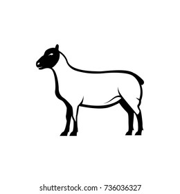 Vector sheep silhouette view side for retro logos, emblems, badges, labels template vintage design element. Isolated on white background