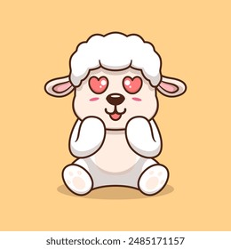 Vector sheep sitting shocked cute creative kawaii cartoon mascot