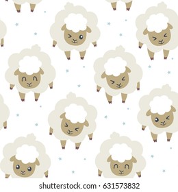 vector sheep for sleeping blue seamless pattern