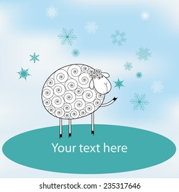 Vector sheep with snowflakes
