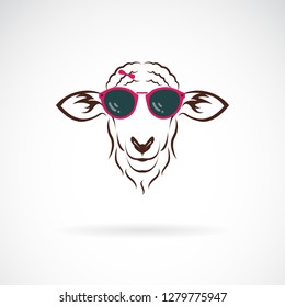 Vector of sheep wearing sunglasses on white background. Animal fashion. Easy editable layered vector illustration.