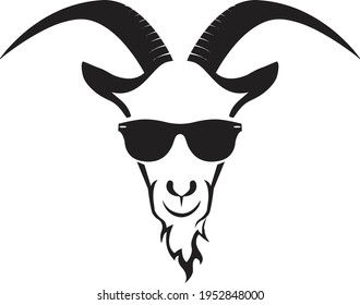 Vector of sheep wearing sunglasses on white background. Animal fashion. Easy editable layered vector illustration