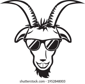 Vector of sheep wearing sunglasses on white background. Animal fashion. Easy editable layered vector illustration