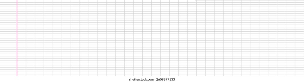 Vector sheet with French grid lines. Clean, minimal notebook paper with pink margin and fine gray grid. Perfect for educational, planner, or background design.