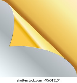 Vector Sheet of golden paper with a curl
