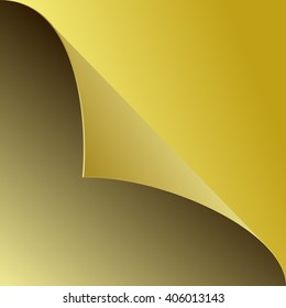 Vector Sheet of golden paper with a curl