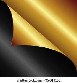 Vector Sheet of golden paper with a curl