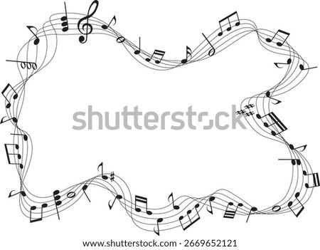 vector sheet music frame - musical notes melody