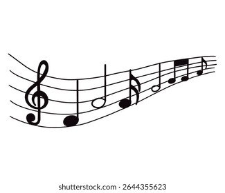 vetor sheet music - notas musicais verdes melodia em fundo transparente