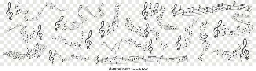vector sheet music - musical notes melody on transparent background	
