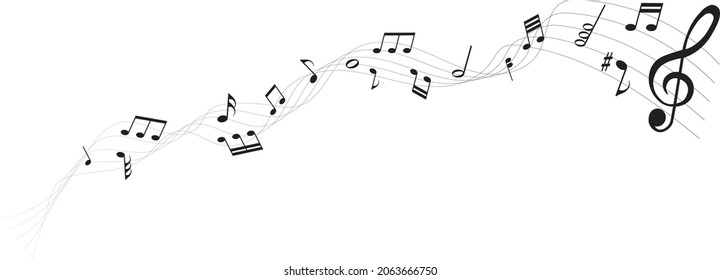 vector sheet music - musical notes melody on white background