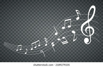 vector sheet music - musical notes melody on transparent background
