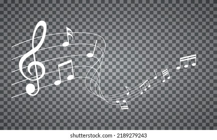 vector sheet music - musical notes melody on transparent background