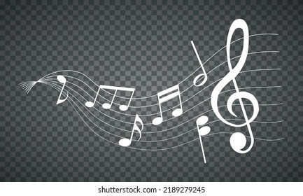 vector sheet music - musical notes melody on transparent background