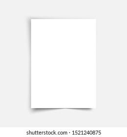 Vector sheet paper A4 format with shadows. White realistic blank paper page with shadow. Mock up design leaflet or banner template