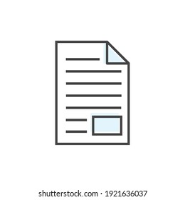  Vector sheet of paper icon. Newspaper. A sheet for notes on white isolated background. Layers grouped for easy editing illustration. For your design.