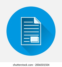 Vektorblatt mit Papiersymbol. Zeitung. Ein Blatt für Notizen Symbol auf blauem Hintergrund. Flaches Bild mit langem Schatten.
