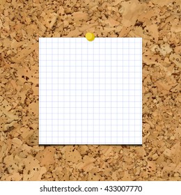 Vector sheet of paper into a cell on cork board.