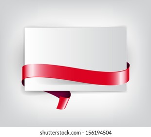 Vector sheet of paper with red decorative ribbon